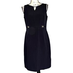 Tahari Arthur S. Levine navy sleeveless dress 8P